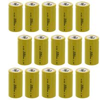 15-PACK Exell C Size 1.2V 3000mAh NiCD Button Top Rechargeable Battery for medical instruments/equipment, electric razors, toothbrushes, radio controlled devices, electric tools