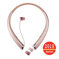 Bluetooth Headphones, Wireless Headset Retractable Earbuds Neckband Sports Sweatproof Earphones with Mic by ZSW Tech (2019 Upgraded Version, 15 Hours Play Time) (Rose)