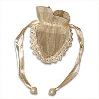 Ivory Heart Favor Bags 3-1/2" X 3 1/4" | Quantity: 12