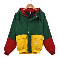 HNTDG Women Long Sleeve Corduroy Lightweight Windbreaker Patchwork Zipper Sport Coat Outerwear Oversize Jacket Coat Wine Red