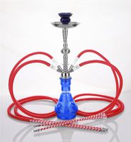4 hose 21" Ahwe Blue Hookah Shisha Nargila water glass vase pipes smoke sale