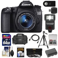 Canon EOS 70D Digital SLR Camera & EF-S 18-55mm IS STM Lens with 64GB Card + Battery + Case + 3 UV/CPL/ND8 Filters + Flash + Tripod + Accessory Kit