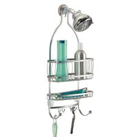 iDesign York Metal Wire Hanging Shower Caddy, Extra Wide Space for Shampoo, Conditioner, and Soap with Hooks for Razors, Towels, and More, 10" x 4" x 22", Silver
