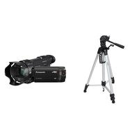 PANASONIC HC-WXF991K 4K Cinema-Like Camcorder, 20X LEICA DICOMAR Lens, Multi Scene Twin Camera (USA Black) and Lightweight Tripod with Bag