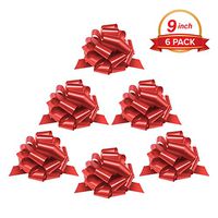 Zoe Deco Gift Bows (Red, 9” Wide, 24 Loops, 6 Pack), Weather Resistant Gift Bow, Red Pull Bows, Bows for Gifts, Gift Bows for Presents, Gift Wrapping and Decoration
