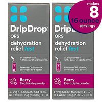 DripDrop ORS – Patented Electrolyte Powder for Dehydration Relief Fast - For Workout, Hangover, Illness, Sweating & Travel Recovery - Berry - 8 x 16oz Servings