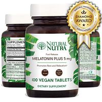 Natural Nutra Vegan Melatonin 5mg with B6, Fast Dissolve, Time Release with Calcium for Optimal Sleep, Rest and Relaxation, Gluten Free, 100 Tablets