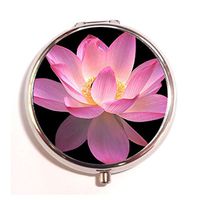 water lily Personalized design New Silver Round Pill Box Decorative Metal Medicine Vitamin Organizer Unique Gift