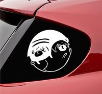 Slap-Art Cute Pugs Vinyl Decal Sticker Dog pet Pug (White)