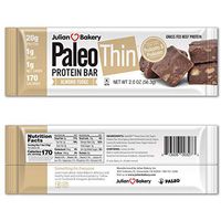 Julian Bakery Paleo Thin® Protein Bars (Almond Fudge)(Grass-Fed Beef)(1 Net Carb)(1g Sugar) (12 Bars)