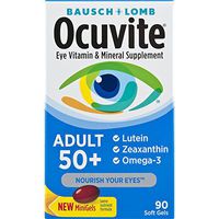 Bausch + Lomb Ocuvite Adult 50+ Vitamin & Mineral Supplement with Lutein, Zeaxanthin, and Omega-3 Soft Gels, 90-Count Bottle