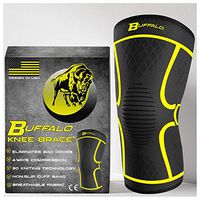Buffalo Knee Brace | Compression Sleeve - Best Knee Brace for Men & Women - Knee Support for Running, Basketball, Weightlifting, Gym, Workout, Sports - Please Check Sizing Chart (L)