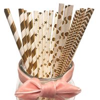 Colorful Shining Paper Sparking Gold Drink Straws Paper for Party Decorations Weeding