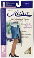 Activa 20-30 mmHg Soft Fit Thigh High with Lace Top Socks, Ivory, Queen