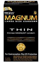 Trojan Magnum Thin Lubricated Premium Latex Condoms 12 ct (Quantity of 3)