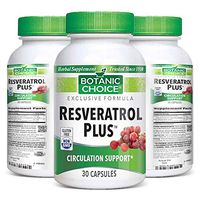 Botanic Choice Resveratrol Plus - Adult Daily Supplement - Optimum Natural Blend Supports Cardiovascular Wellness Promotes Healthy Blood Circulation Capillaries and Blood Vessel Function
