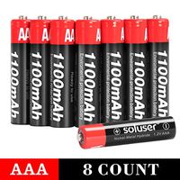 AAA Batteries Rechargeable, Soluser Rechargeable AAA Batteries 1100mAh AAA High-Capacity Batteries Rechargeable AAA Batteries 1.2V Ni-MH Low Self Discharge (AAA-8Pack)
