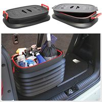Juesi Folding Storage Bucket with Lid, 37L Outdoor Fishing Telescopic Barrel Car Storage Picnic Box Case Home Housekeeping Organizers (Black)