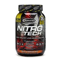 MuscleTech NitroTech Protein Powder Plus Muscle Builder, 100% Whey Protein with Whey Isolate, Milk Chocolate, 22 Servings (2.2lbs)
