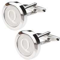 Dannyshi Mens Classic Stainless Steel Initial Cufflinks 26 Alphabet Initial Letter Cufflinks Business Wedding Shirts A-Z (Q)