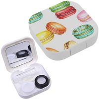 Portable Contact Lens Case Box Travel Kit Mirror + Bottle + Tweezers Container Holder [ Watercolor Green Yellow ]