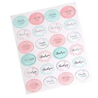 Simdoc 120pcs Kraft Paper Adhesive Sticker Round Golden"Thank You" Series Color Seal Sticker for Baking DIY Package