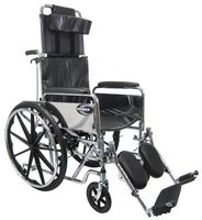 Karman Recliner Wheelchair in 20 inch with Removable Headrest and Pillow, Chrome Frame