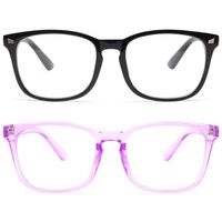 Livho 2 Pack Blue Light Blocking Glasses, Computer Reading/Gaming/TV/Phones Glasses for Women Men,Anti Eyestrain & UV GlareB6 Light Black+Clear Purple)