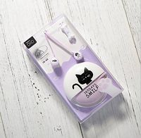 Gerteise Cute and Creative Female cat case with in-Ear Headphone,Ear Phone line Control Earphone with Earphone Cassette for iPhone, Samsung, HTC,ect