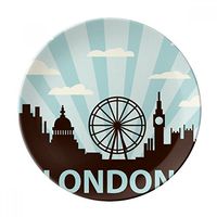 Britain UK London Eye Silhouette United Kingdom Dessert Plate Decorative Porcelain 8 inch Dinner Home