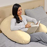 Yogibo Support Reading Pillow Unique U-Shaped Backrest with Arms, Provides A Lift for Watching TV, Gaming, Working, Filled with Soft Micro-Beads, Cream