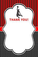 30 Thank You Cards Red Black Polka Dots Stripes Basketball Sports Design Baby Shower Birthday Party + 30 White Envelopes