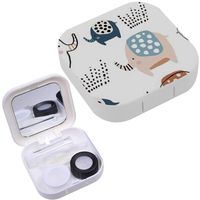 Portable Contact Lens Case Box Travel Kit Mirror + Bottle + Tweezers Container Holder [ Cute Ink ]