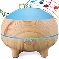 PBQWER Essential Oil Diffuser Aromatherapy Diffuser Diffuser Bluetooth Speaker Wood Grain 300Ml Aroma Defusers 7 Color LED Night Light Water Low Auto Shut-Off