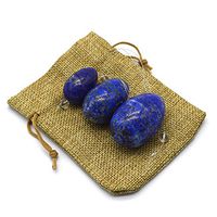 Lapis Lazuli Massage Stone Eggs Set of 3 Yoni Eggs with String for Women Pelvic Muscles Train Postpartum Recovery Kegel Exercise