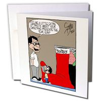3dRose Sean Boley - Clever Child with Christmas Stocking - Greeting Cards, 6 x 6", Set of 6 (gc_8518_1)