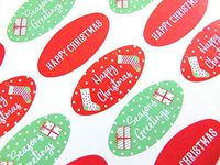 Pack of 30 Seasons Greetings, Happy Christmas Oval Stickers, Colorful Envelope Seals Labels for Cards, Festive Craft and Decoration