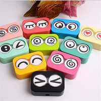 Kul-Kul - New Cute Cartoon Contact Len Case Box Holder Accessories Solution Bottle Tweezer Stick Connection Mirror Colorful Mini Storage