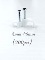 Kaspuro 4mm+6mm (200 Pcs) Round Cable Wire Clips Cable Management Electrical Telephone Alarm Speaker Wire Cord Tie Holder Single Coaxial Nail Clamps