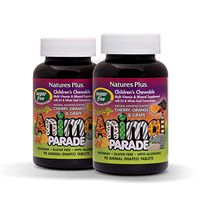 NaturesPlus Animal Parade Source of Life Sugar-Free Children's Multivitamin (2 Pack) - Assorted Cherry, Orange & Grape Flavors - 90 Chewable Tablets - Immune Support - Gluten-Free - 45 Servings