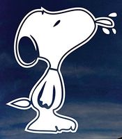 PEANUTS COMICS STRIP SNOOPY STICKING TONGUE OUT VINYL STICKERS SYMBOL 5.5" DECORATIVE DIE CUT DECAL FOR CARS TABLETS LAPTOPS SKATEBOARD - WHITE