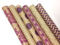 Note Card Cafe Bella Kraft All Occasion Wrapping Paper | 18 Pack | 30 x 120 inch Rolls | Pink, Purple, Cream | for Birthdays, Weddings, Showers, Gifts, Holidays, Christmas | Recyclable, Biodegradable