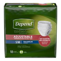 Depend Adjustable Incontinence Underwear, Maximum Absorbency, S/M, 2 Packs of 18 (36 Count Total)