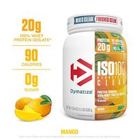Dymatize ISO100 Hydrolyzed Clear Protein Powder, 100% Whey Protein Isolate Powder, 20g of Protein & 4g BCAAs, Gluten Free, Keto Friendly, Easy Mixing, Light & Refreshing, Mango, 1.1 lbs