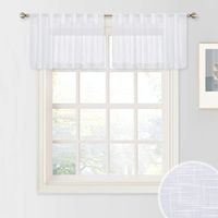 NICETOWN Bedroom Valances for Windows, Rod Pocket & Back Tab Semi Voile White Sheer Linen Valances 18" Long for Living Room, Thick and Privacy Sheer Curtains, 52" Wide, Sold by 2 Pieces