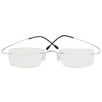 Reading Glasses Portable Rimless Resin Titanium Frame HD for Man Woman (Silver, 2.5)