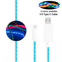 Led Type C Charger, BUSOH USB C Charging Cable, 3 Feet Flowing Led Fast Charging Cord for Samsung S10/S9/S8/Plus Note 10/9/8 Huawei Android Phone and USB C Device (Flowing Blue)