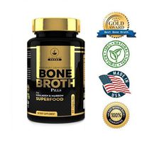 Bone Broth Protein Powder Superfood Capsules - Organic Dehydrated Grassfed Beef + Chicken Powder Blend Pills - Non-GMO - Collagen + Bone Broth Protein (60 Capsules Total)