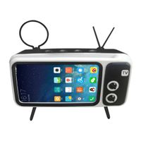HMANE Retro TV Shape Bluetooth Wireless Speaker with 3D Stereo Sound, Mobile Phone Holder Stand for Phones with 4.7-5.5 Inch Screen - Black