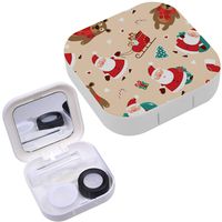 Portable Contact Lens Case Box Travel Kit Mirror + Bottle + Tweezers Container Holder [ Christmas Santa Claus ]